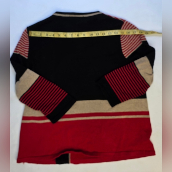 Alia Preppy Red, Black And Cream Striped Sweater,women's LG P, Cotton Blend. - Picture 9 of 11